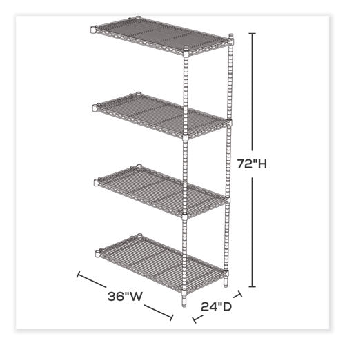 Image of Safco® 5289BL Industrial Add-On Unit, Four-Shelf, 36w x 24d x 72h, Steel, Black