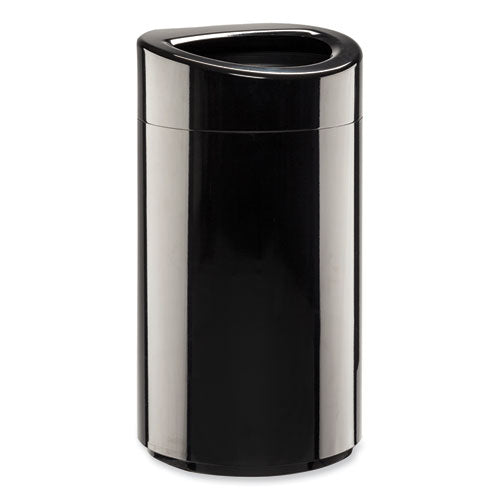 Image of Safco® 9921BL Open Top Oval Waste Receptacle, 14 gal, Steel, Black
