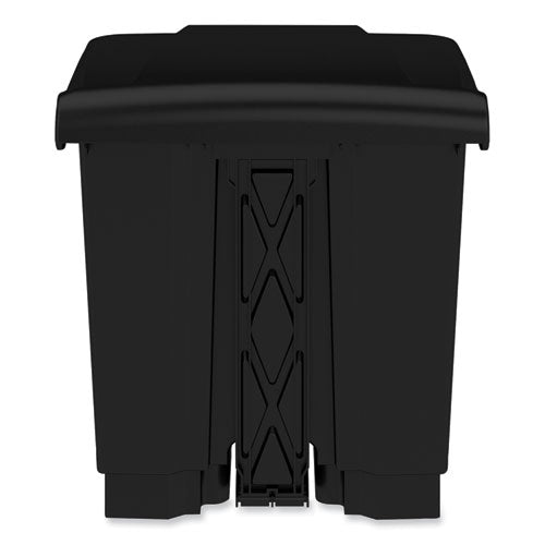 Image of Safco® 9924BL Plastic Step-On Receptacle, 8 gal, Metal, Black