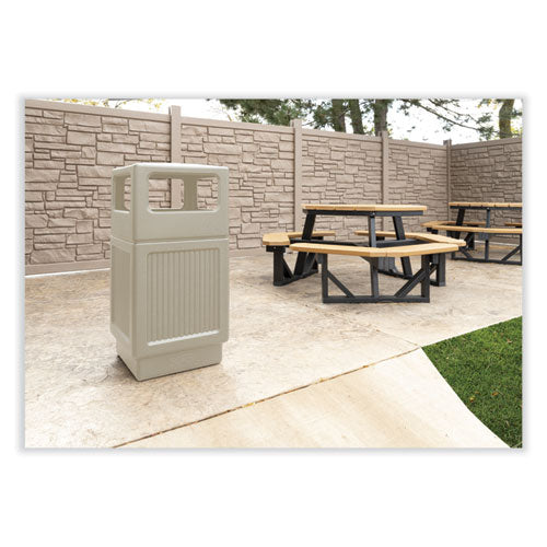 Image of Safco® 9476TN Canmeleon Recessed Panel Receptacles, Side-Open, 38 gal, Polyethylene, Tan