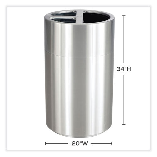 Image of Safco® 9941SS Triple Recycling Receptacle, 40 gal, Steel, Brushed Aluminum