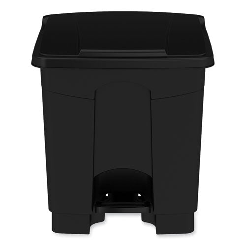 Image of Safco® 9924BL Plastic Step-On Receptacle, 8 gal, Metal, Black