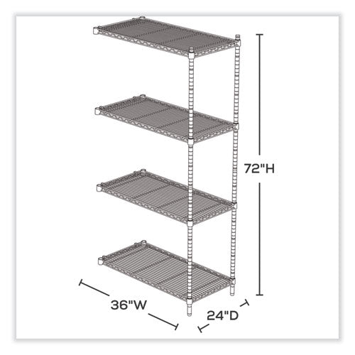 Image of Safco® 5289GR Industrial Add-On Unit, Four-Shelf, 36w x 24d x 72h, Steel, Metallic Gray