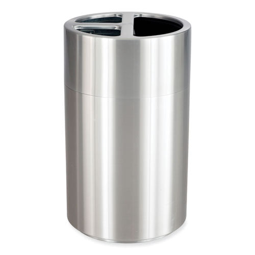 Image of Safco® 9941SS Triple Recycling Receptacle, 40 gal, Steel, Brushed Aluminum