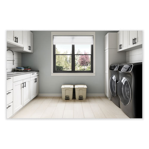 Image of Safco® 9924TN Plastic Step-On Receptacle, 8 gal, Metal, Tan