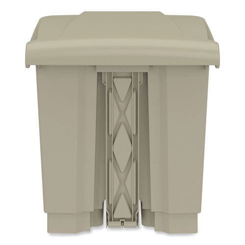 Image of Safco® 9924TN Plastic Step-On Receptacle, 8 gal, Metal, Tan