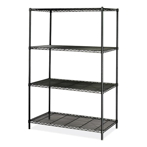 Image of Safco® 5294BL Industrial Wire Shelving, Four-Shelf, 48w x 24d x 72h, Black