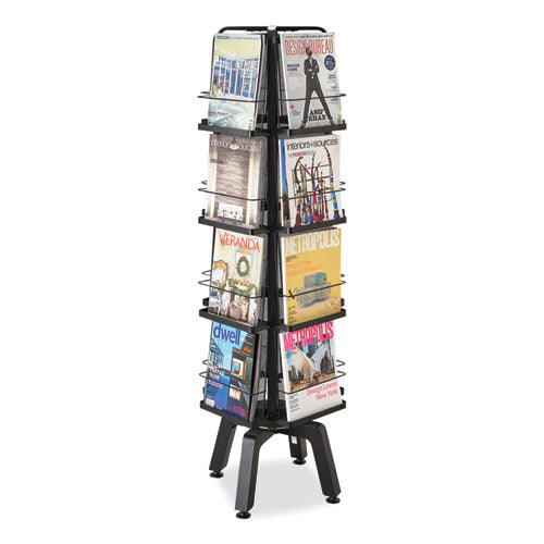 Image of Safco® 5580BL Onyx Mesh Rotating Magazine Display, 16 Compartments, 18.27w x 18.27d x 58.55h, Black