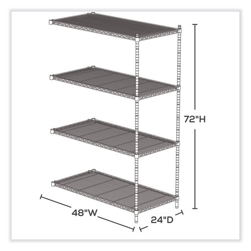 Image of Safco® 5295GR Industrial Add-On Unit, Four-Shelf, 48w x 24d x 72h, Steel, Metallic Gray