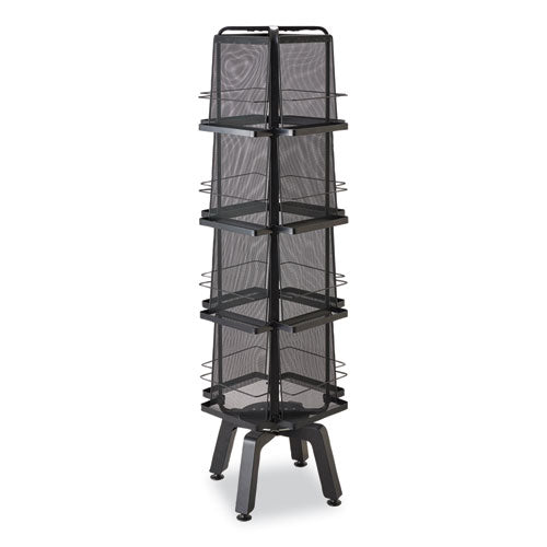 Image of Safco® 5580BL Onyx Mesh Rotating Magazine Display, 16 Compartments, 18.27w x 18.27d x 58.55h, Black