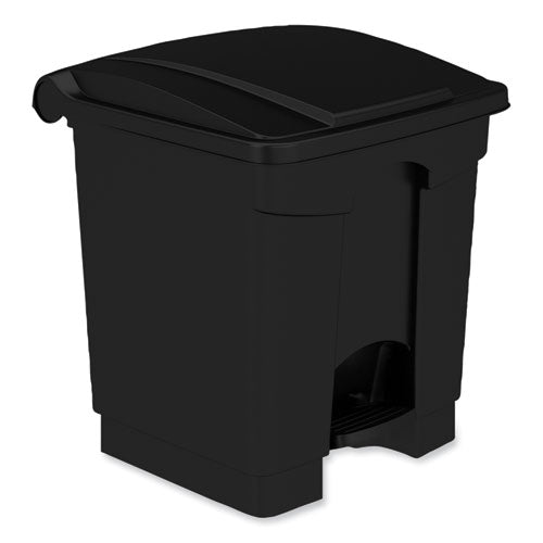 Image of Safco® 9924BL Plastic Step-On Receptacle, 8 gal, Metal, Black