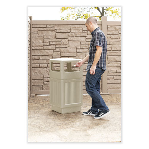 Image of Safco® 9476TN Canmeleon Recessed Panel Receptacles, Side-Open, 38 gal, Polyethylene, Tan