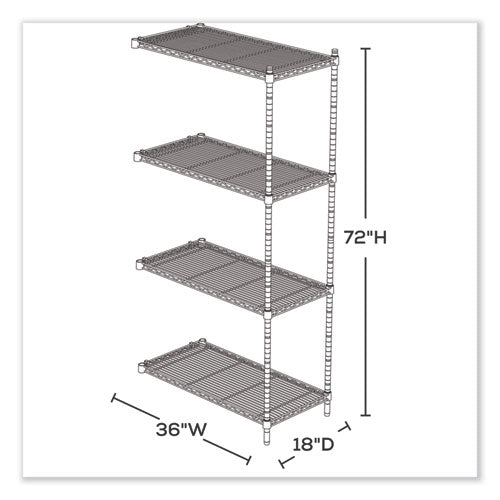 Image of Safco® 5286GR Industrial Add-On Unit, Four-Shelf, 36w x 18d x 72h, Steel, Metallic Gray