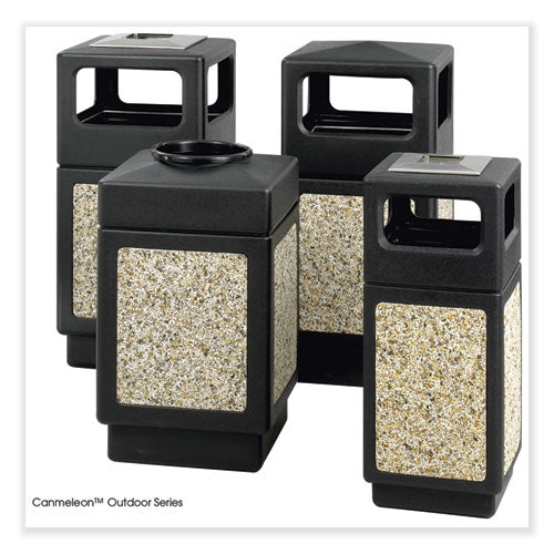 Image of Safco® 9471NC Canmeleon Aggregate Panel Receptacles, Top-Open, 38 gal, Polyethylene, Black