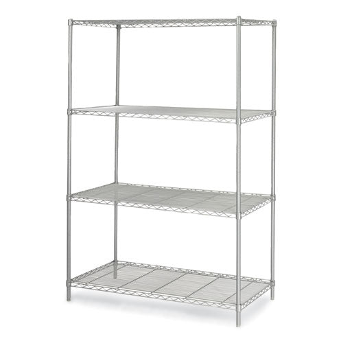 Image of Safco® 5294GR Industrial Wire Shelving, Four-Shelf, 48w x 24d x 72h, Metallic Gray