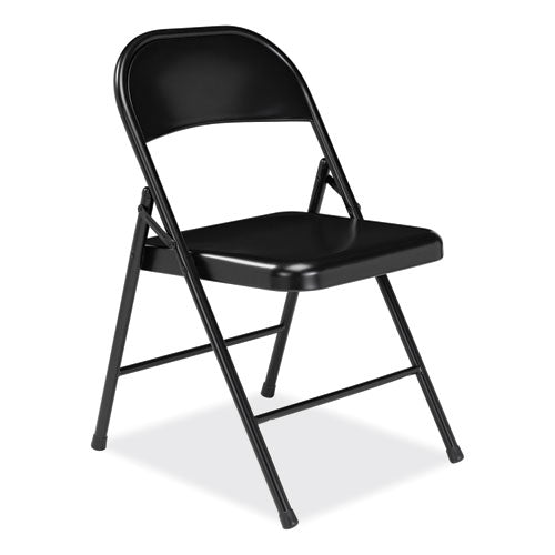 Image of BASICS by NPS® 910 900 Series All-Steel Folding Chair, Supports Up to 250 lb, 17.75" Seat Height, Black Seat, Black Back, Black Base, 4/Carton