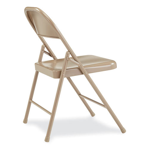Image of BASICS by NPS® 901 900 Series All-Steel Folding Chair, Supports Up to 250 lb, 17.75" Seat Height, Beige Seat, Beige Back, Beige Base, 4/Carton
