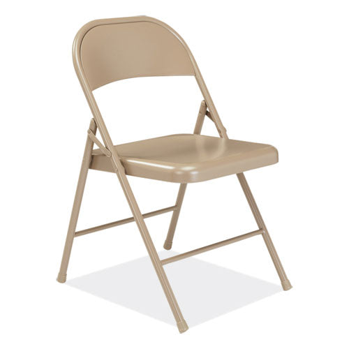 Image of BASICS by NPS® 901 900 Series All-Steel Folding Chair, Supports Up to 250 lb, 17.75" Seat Height, Beige Seat, Beige Back, Beige Base, 4/Carton