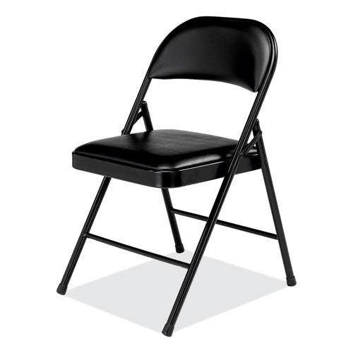Image of BASICS by NPS® 950 950 Series Vinyl Padded Steel Folding Chair, Supports Up to 250 lb, 17.75" Seat Height, Black, 4/Carton