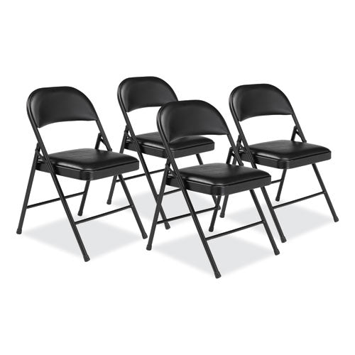 Image of BASICS by NPS® 950 950 Series Vinyl Padded Steel Folding Chair, Supports Up to 250 lb, 17.75" Seat Height, Black, 4/Carton