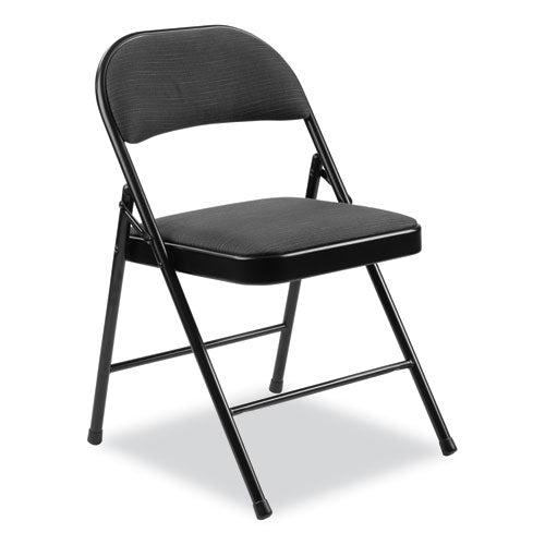 Image of BASICS by NPS® 970 970 Series Fabric Padded Steel Folding Chair, Supports Up to 250 lb, 17.75" Seat Height, Star Trail Black, 4/Carton