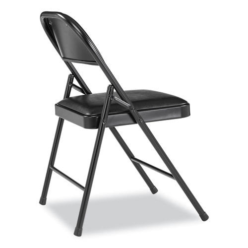 Image of BASICS by NPS® 950 950 Series Vinyl Padded Steel Folding Chair, Supports Up to 250 lb, 17.75" Seat Height, Black, 4/Carton