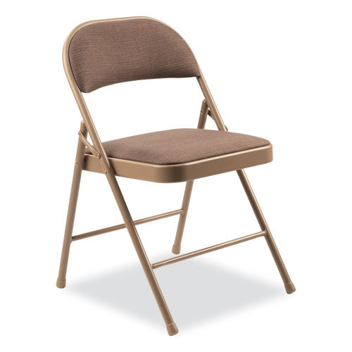 Image of BASICS by NPS® 973 970 Series Fabric Padded Steel Folding Chair, Supports Up to 250 lb, 17.75" Seat Height, Star Trail Brown, 4/Carton