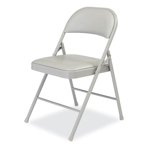 Image of BASICS by NPS® 952 950 Series Vinyl Padded Steel Folding Chair, Supports Up to 250 lb, 17.75" Seat Height, Gray, 4/Carton