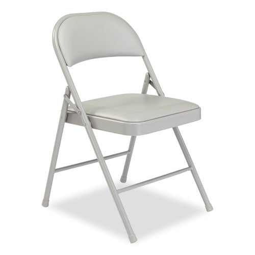 Image of BASICS by NPS® 952 950 Series Vinyl Padded Steel Folding Chair, Supports Up to 250 lb, 17.75" Seat Height, Gray, 4/Carton