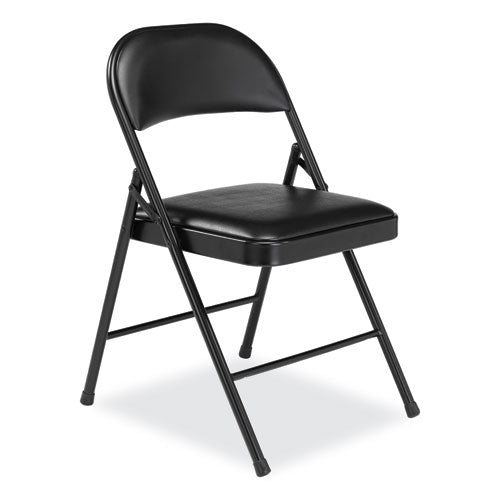 Image of BASICS by NPS® 950 950 Series Vinyl Padded Steel Folding Chair, Supports Up to 250 lb, 17.75" Seat Height, Black, 4/Carton