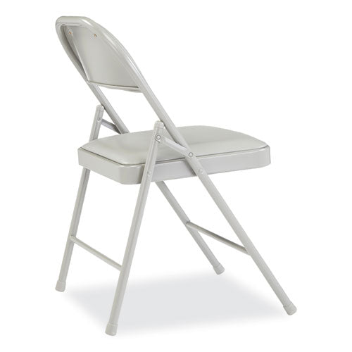 Image of BASICS by NPS® 952 950 Series Vinyl Padded Steel Folding Chair, Supports Up to 250 lb, 17.75" Seat Height, Gray, 4/Carton