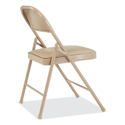 Image of BASICS by NPS® 951 950 Series Vinyl Padded Steel Folding Chair, Supports Up to 250 lb, 17.75" Seat Height, Beige, 4/Carton