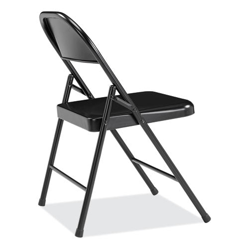 Image of BASICS by NPS® 910 900 Series All-Steel Folding Chair, Supports Up to 250 lb, 17.75" Seat Height, Black Seat, Black Back, Black Base, 4/Carton