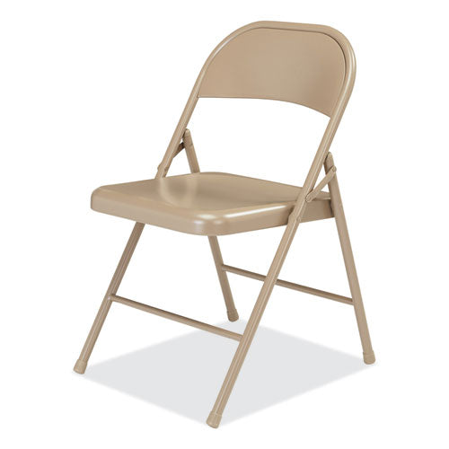 Image of BASICS by NPS® 901 900 Series All-Steel Folding Chair, Supports Up to 250 lb, 17.75" Seat Height, Beige Seat, Beige Back, Beige Base, 4/Carton