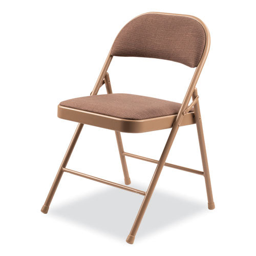 Image of BASICS by NPS® 973 970 Series Fabric Padded Steel Folding Chair, Supports Up to 250 lb, 17.75" Seat Height, Star Trail Brown, 4/Carton