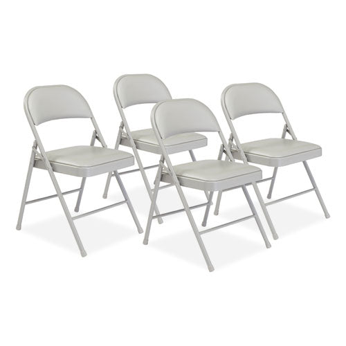 Image of BASICS by NPS® 952 950 Series Vinyl Padded Steel Folding Chair, Supports Up to 250 lb, 17.75" Seat Height, Gray, 4/Carton