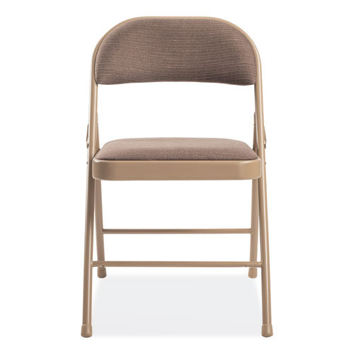 Image of BASICS by NPS® 973 970 Series Fabric Padded Steel Folding Chair, Supports Up to 250 lb, 17.75" Seat Height, Star Trail Brown, 4/Carton