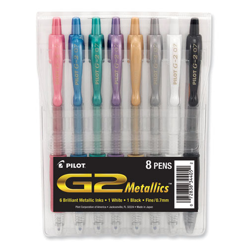 Image of Pilot® 34405 G2 Metallics Gel Pen, Retractable, Fine 0.7 Mm, Assorted Ink And Barrel Colors, 8/pack