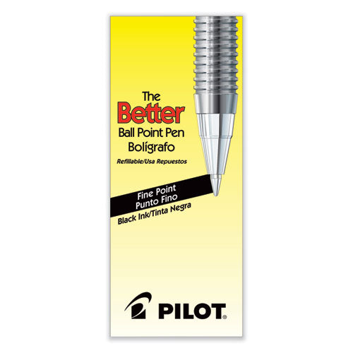 Image of Pilot® 35011 Better Ballpoint Pen, Stick, Fine 0.7 Mm, Black Ink, Smoke Barrel, Dozen