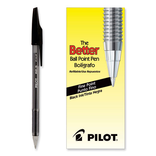 Image of Pilot® 35011 Better Ballpoint Pen, Stick, Fine 0.7 Mm, Black Ink, Smoke Barrel, Dozen