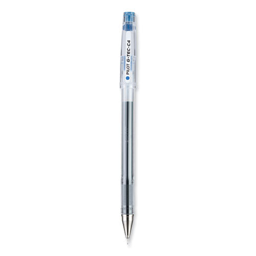 Image of Pilot® 35492 G-TEC-C Ultra Gel Pen, Stick, Ultra-Fine 0.4 mm, Blue Ink, Clear/Blue Barrel, Dozen