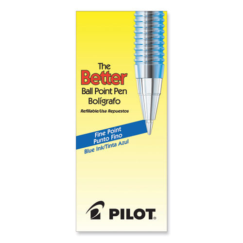 Image of Pilot® 36011 Better Ballpoint Pen, Stick, Fine 0.7 Mm, Blue Ink, Translucent Blue Barrel, Dozen