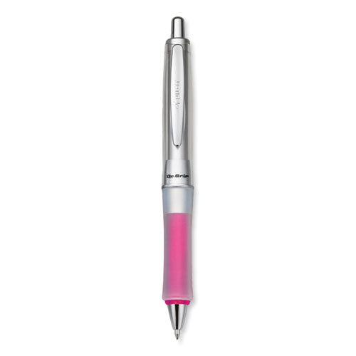 Image of Pilot® 36182 Dr. Grip Center of Gravity Ballpoint Pen, Retractable, Medium 1 mm, Black Ink, Silver/Pink Barrel