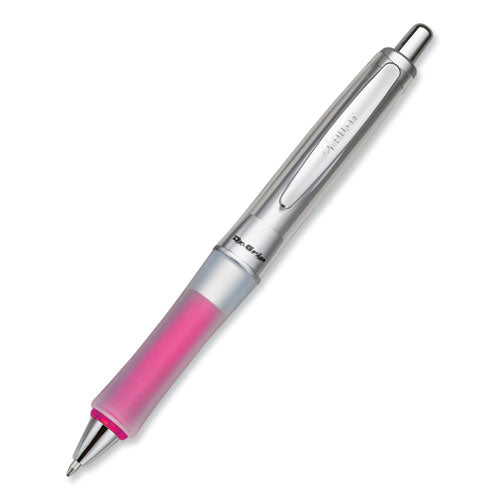Image of Pilot® 36182 Dr. Grip Center of Gravity Ballpoint Pen, Retractable, Medium 1 mm, Black Ink, Silver/Pink Barrel