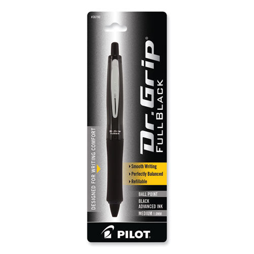 Image of Pilot® 36193 Dr. Grip Fullblack Advanced Ink Ballpoint Pen, Retractable, Medium 1 Mm, Black Ink, Black Barrel
