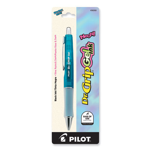 Image of Pilot® PIL36260 Dr. Grip Gel Pen, Retractable, Fine 0.7 mm, Black Ink, Translucent Blue Barrel