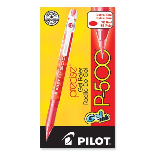 Image of Pilot® 38602 Precise P-500 Gel Pen, Stick, Extra-Fine 0.5 Mm, Red Ink, Red Barrel, Dozen
