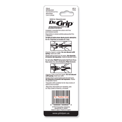 Image of Pilot® 77210 Refill For Dr. Grip, Easytouch, The Better, B2p And Rex Grip Begreen Ballpoint Pens, Fine Conical Tip, Black Ink, 2/pack