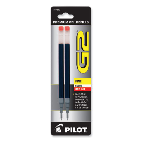 Image of Pilot® 77242 Refill For Pilot B2p, Dr Grip, G2, G6, Mr Metropolitan, Precise Begreen And Q7 Gel Pens, Fine Tip, Red Ink, 2/pack