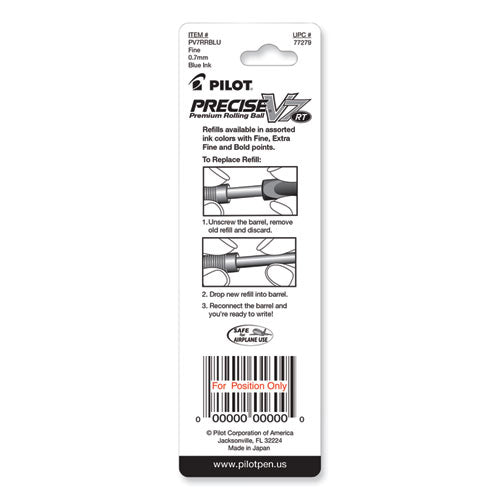 Image of Pilot® 77279 Refill For Pilot Precise V7 Rt Rolling Ball, Fine Conical Tip, Blue Ink, 2/pack